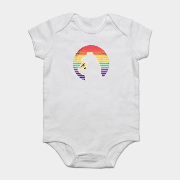 Bear Love Pizza, Retro Style, Pizza Lover Baby Bodysuit by logiamerch